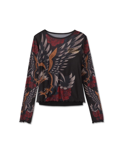 Harley Davidson tシャツ タトゥーメッシュニットトップ
