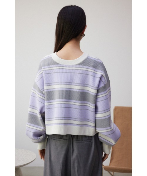良品☆マグバイシー 2way カーディガン クロップド マルチボーダー 前後着 AZUL BY MOUSSY カーディガン 2WAYマルチボーダーニット
