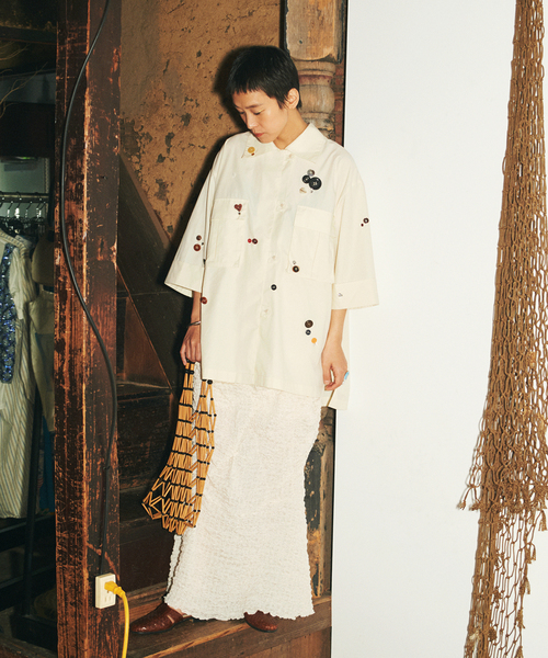 【YOU LOOK GOOD×JS】　シュリンククロスマーメイドスカート YOU LOOK GOOD×JS】シュリンククロスマーメイドスカート（ロング