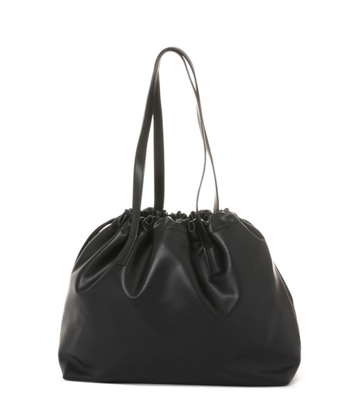 A.P.C. ブラックフェイクレザートートバッグ　巾着 kb143.jpg