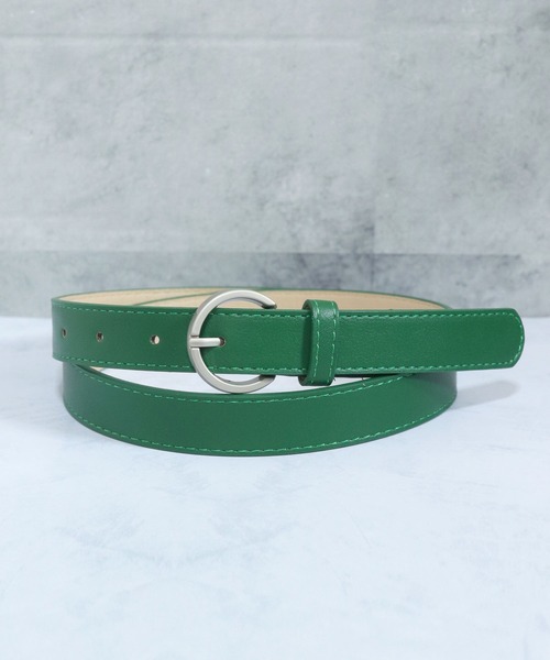 florist ベルト マットシルバーバックルPUレザーベルト レディース