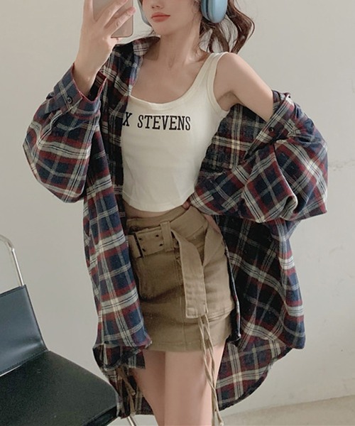 ブラウス シャツ クラシックイーグルチェック柄シャツ レディース セール】オーバーサイズチェック柄シャツ（シャツ/ブラウス