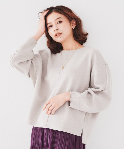 tシャツ 「洗える」ウェーブ調ジャージトップス レディース UNTITLED tシャツ 「洗える」ウェーブ調ジャージトップス