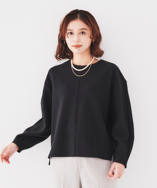 tシャツ 「洗える」ウェーブ調ジャージトップス レディース