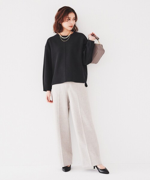UNTITLED tシャツ 「洗える」ウェーブ調ジャージトップス