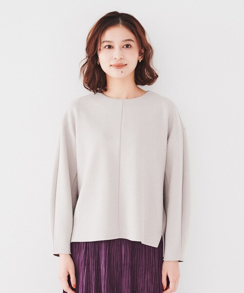 tシャツ 「洗える」ウェーブ調ジャージトップス レディース UNTITLED tシャツ 「洗える」ウェーブ調ジャージトップス