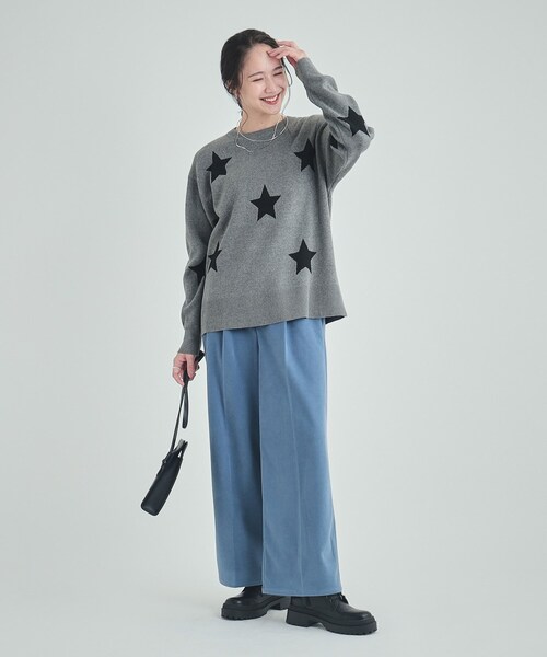 SHOO・LA・RUE ニット セーター コーデのアクセントに 星柄ジャ
