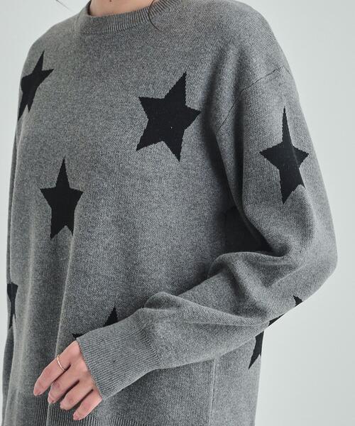 SHOO・LA・RUE ニット セーター コーデのアクセントに 星柄ジャ