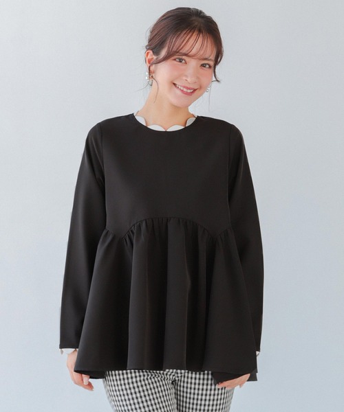 fitmore フラワー刺繍バルーンスリーブペプラムトップス フラワー刺繍バルーンスリーブペプラムトップス（その他トップス