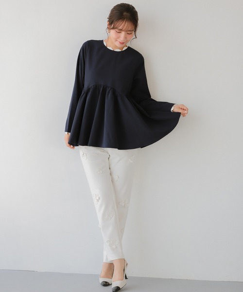 【新品】Fitmore スカラップネックペプラムトップス スカラップネックペプラムトップス【宅配便】 | Fit more