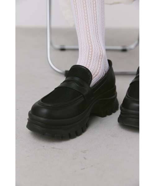 un/neu ローファー ボリュームソールメッシュローファー