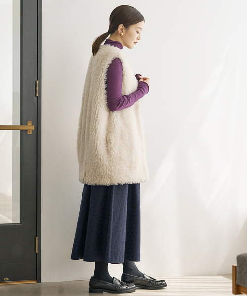 IENA」 フレアスカート 36 ネイビー レディース