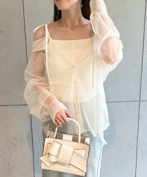 FRAY I.D｜ショルダーリボンニットレイヤードシャツ | Rakuten
