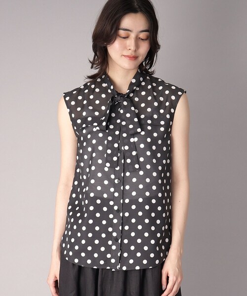 【新品】ドレステリア DRESSERIOR 半袖 ドット ブラウス 黒 DRESSTERIOR（ドレステリア） ブラウス シャツ 「透け感/ドット柄
