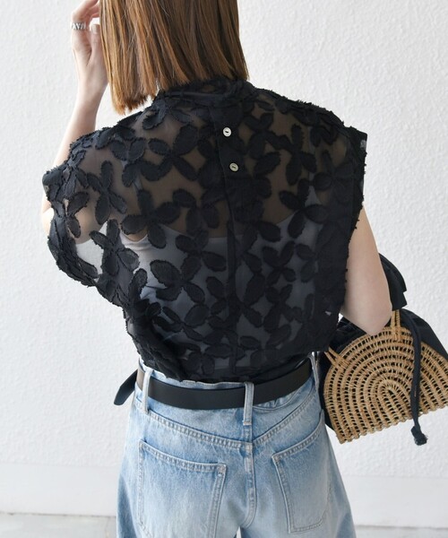 SHIPS for women / シップスウィメン SHIPS any:〈手洗い可能〉シアー フラワー ジャカード ボウタイ フレンチ ブラウス SHIPS any:〈手洗い可能〉シアー フラワー ジャカード ボウタイ