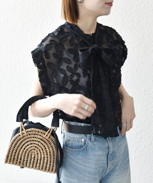 SHIPS any ブラウス シャツ any:「手洗い可能」シアー フラワー ジャ