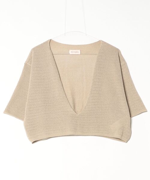 MEYAME（メヤメ） ニット セーター ロングスリットハーフスリーブ