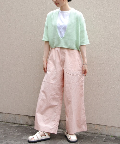 MEYAME（メヤメ） ニット セーター ロングスリットハーフスリーブ