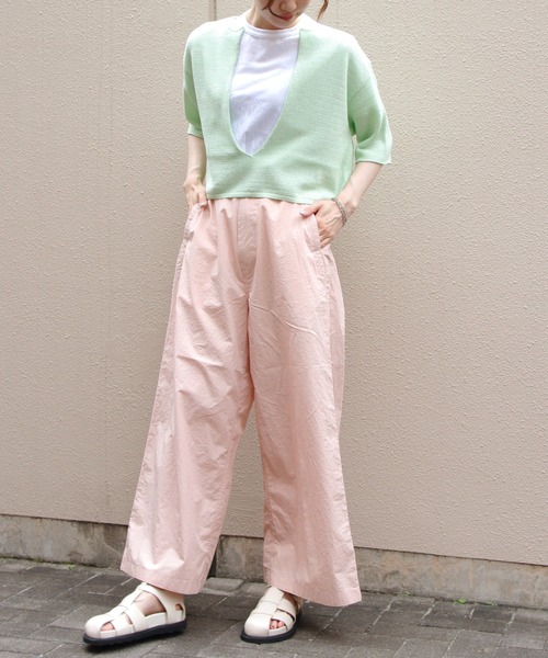 MEYAME（メヤメ） ニット セーター ロングスリットハーフスリーブ
