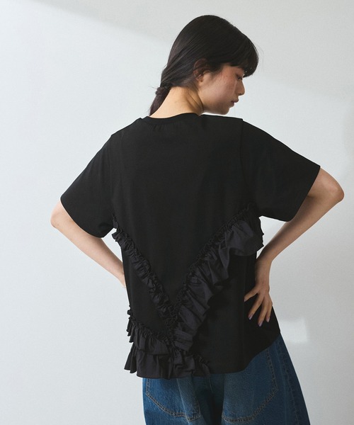 ADAM ET ROPE' tシャツ 「WEB限定」アシンメトリーラッフル