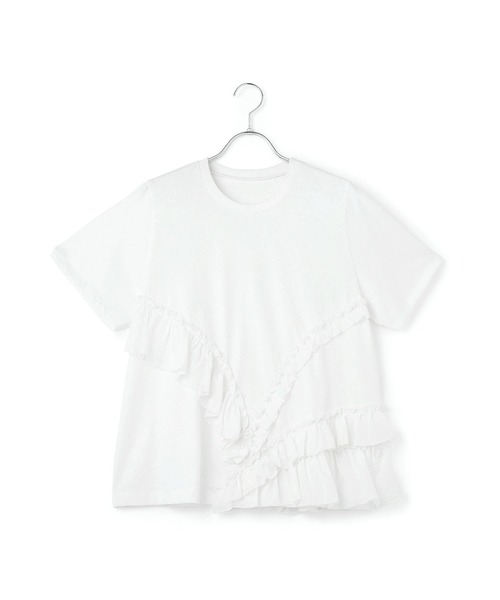 ADAM ET ROPE' tシャツ 「WEB限定」アシンメトリーラッフル