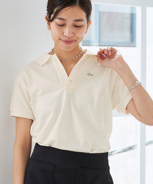 新品未開封 IENA LACOSTE ポロシャツ ホワイト 34 IENA ポロシャツ ポロ LACOSTE/ラコステ 別注 POLO SHIRTS
