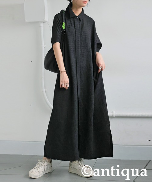 antiqua シャツワンピース ジャガードシャツワンピース