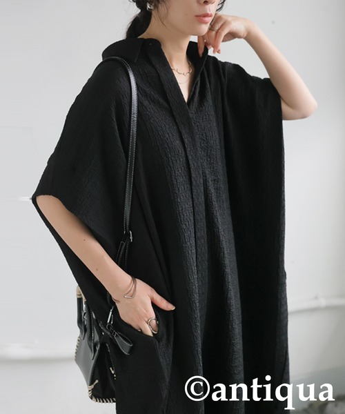 antiqua（アンティカ） シャツワンピース ジャガードシャツワンピース