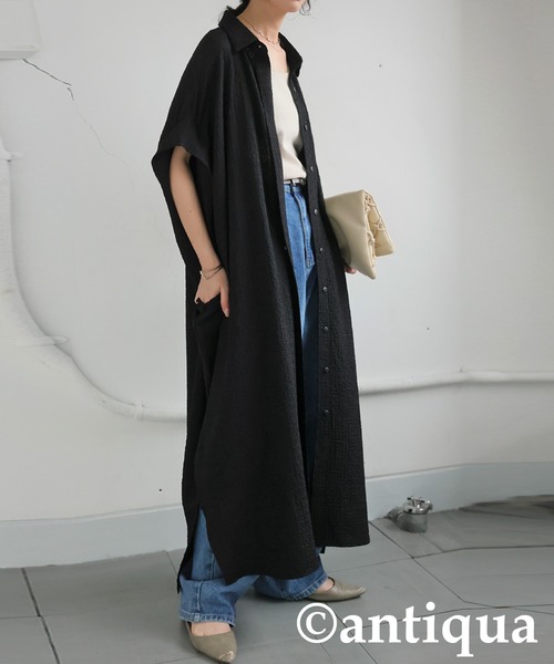 antiqua シャツワンピース ジャガードシャツワンピース