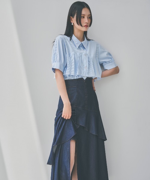 AND COUTURE（アンドクチュール） ロング スカート 夏 デニムライク