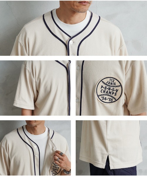 ブラウス シャツ HOUSTON / PILE BB SHIRT / 41231 レディース メンズ HOUSTON / ヒューストン 41231 PILE BASEBALL SHIRT / パイル