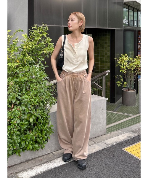 Ungrid タンクトップ ノースリーブ ヘンリーネックデザイン