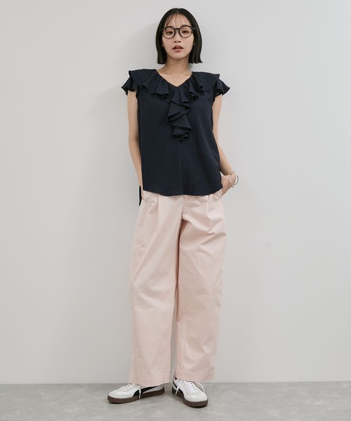 ブラウス シャツ 「WEB限定」袖ラッフルフリルブラウス レディース PICCIN ブラウス シャツ 「WEB限定」フロントラッフルフリル