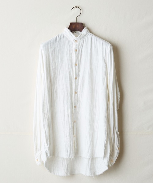 suzuki takayuki（スズキタカユキ） シャツ frayed standing-collar