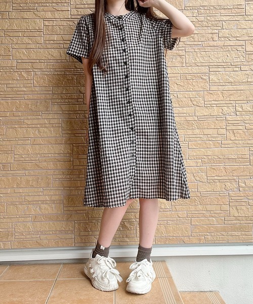 ブラウス シャツ ギンガムチェックワンピース レディース : ZOZOTOWN