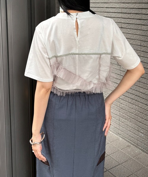 tシャツ 「＆g'aime」チュールビスチェレイヤードT　Tulle Bustier Layered Tee レディース &g'aime tシャツ 「＆g'aime」チュールビスチェレイヤードT