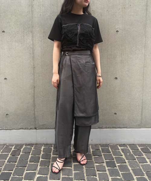 tシャツ 「＆g'aime」チュールビスチェレイヤードT　Tulle Bustier Layered Tee レディース &g'aime tシャツ 「＆g'aime」チュールビスチェレイヤードT