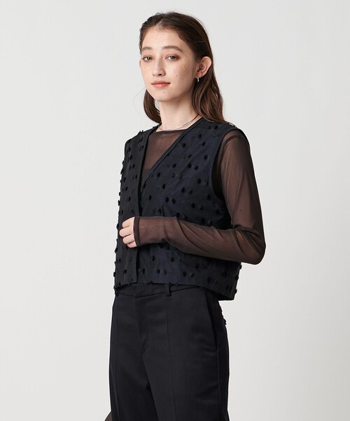 UNITED ARROWS ベスト ジレ リボン カットジャガード