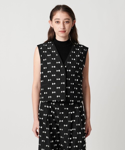 UNITED ARROWS ベスト ジレ リボン カットジャガード