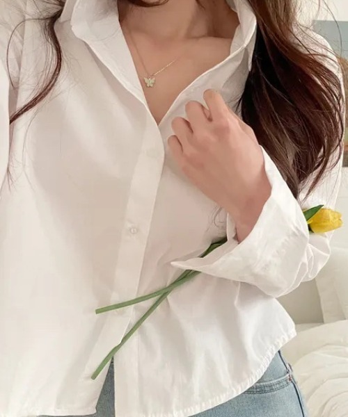 cammie ブラウス シャツ ショート丈カラーシャツ レディース