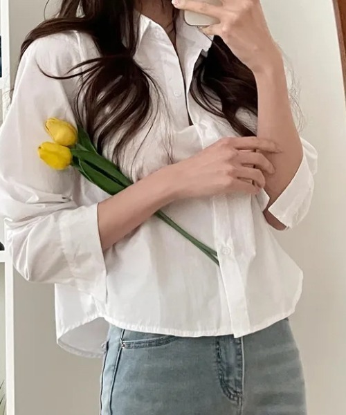 cammie ブラウス シャツ ショート丈カラーシャツ レディース