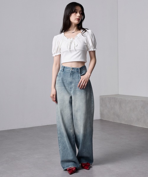 「nui nullu」 加工デニムパンツ L グレー レディース
