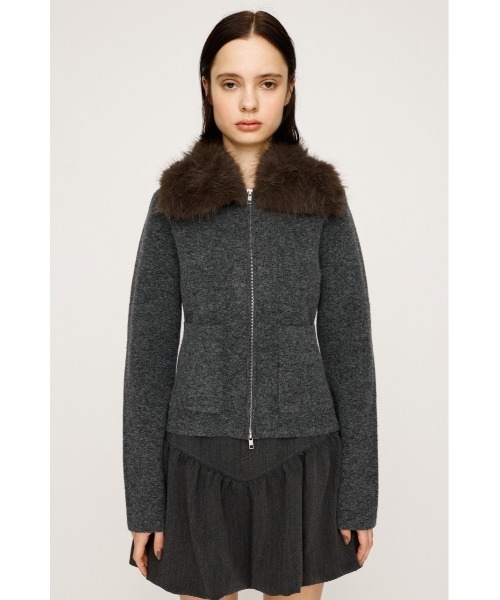 ニットファー付きジャケット SLY ニット セーター 「2025AW」F/FUR COLLAR KNIT TOPS