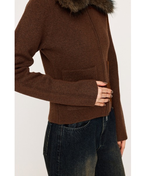ニットファー付きジャケット SLY ニット セーター 「2025AW」F/FUR COLLAR KNIT TOPS
