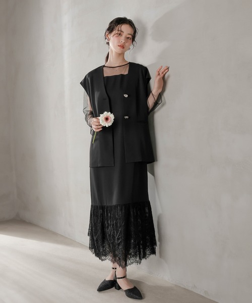 kana 2Way レース ワンピース パーティー ドレス 結婚式 キーネック 2Way レース ワンピース パーティー ドレス 結婚式
