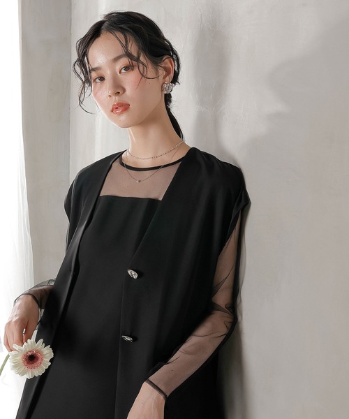 Kana パーティードレス ドレス ジレ×レース フリルワンピース 2点