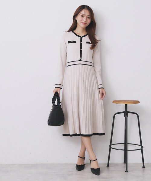 index（インデックス） ワンピース バイカラードッキング風ニット