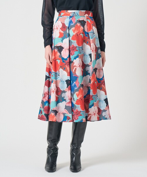 ANAYI（アナイ） スカート アートフラワータックフレア スカート