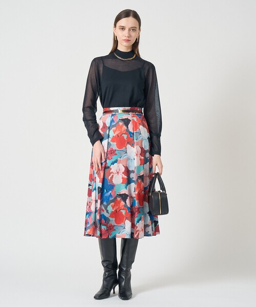 ANAYI（アナイ） スカート アートフラワータックフレア スカート