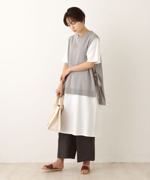 「Afternoon Tea」 半袖ワンピース MEDIUM グレー レディース_画像5